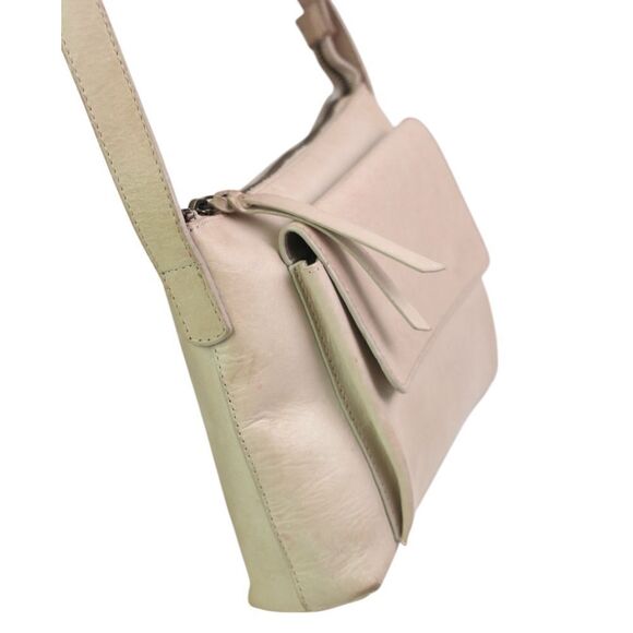 ABLE BRAZIL BEIGE REAL LEATHER ZIP TOP X-BODY PURSE SHOULDER BAG HANDBAG - Picture 3 of 16